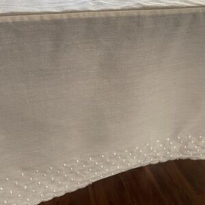 Embroidered Swiss Dot Scalloped Dust Ruffle Bed Skirt Queen Size Ivory 14" Drop